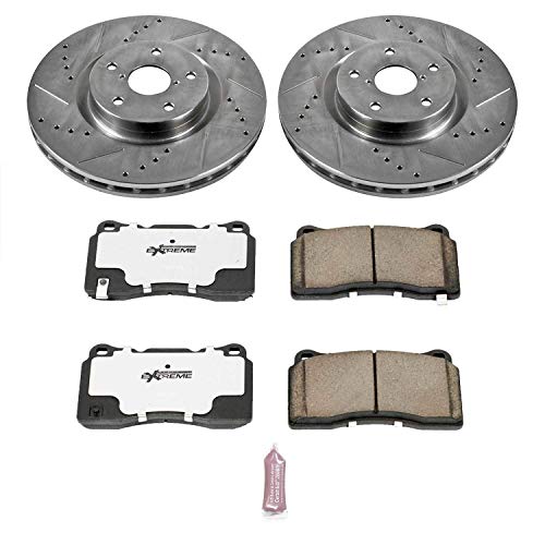 Power Stop K131-26 Z26 Carbon Fiber Brake Pads with Drilled & Slotted Brake Rotors Kit Front