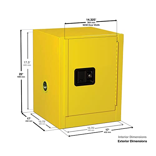 Eagle 4 Gallon Metal Acid and Corrosive Safety Cabinet, 1 Shelf, 1 Door, Manual Close, Made in The USA, Blue, CRA1904X