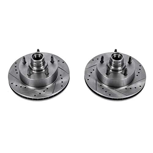 Front POWERSTOP AR8539XPR Drilled & Slotted Rotor Pair For Ford E-150 2003, Ford E-150 Econoline 1994-2002, Ford F-150 1994-1996 [Model Specific]