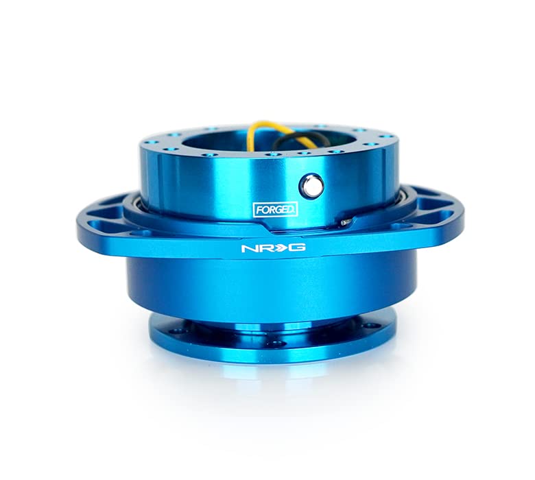 NRG Innovations Gen 2.0 NRG-SRK-257BL-BL Steering Wheel Quick Release Kit Adapter, Blue Body/Blue Cutout Ring 6x70mm & 6x74mm Bolt Pattern