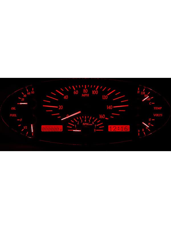 Dakota Digital VHX-32F-K-R Dash Gauge System Compatible with 1932 Ford Car Black Alloy Red Backlighting
