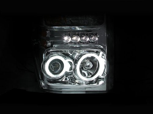 Ford Super Duty Anzo USA 111129 Chrome Projectors with Halos Headlight Assembly - (Sold in Pairs)