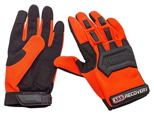 ARB Recovery Premium Winch Offroad Work Gloves Unisex, Cut and Impact Resistant, Hi-Vis Orange, All Purpose, Touch Screen Compatible, Adjustable Wrist Strap, Tactile Padded Palms, One Size Fits Most
