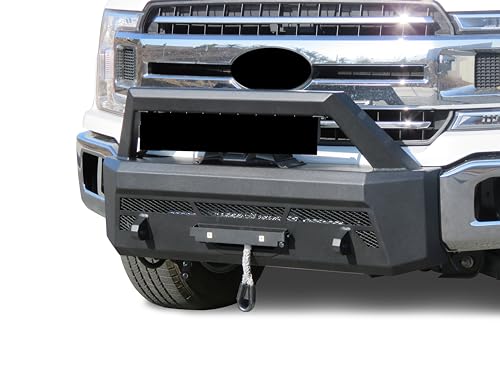 Heavy Duty Black Horse Armour III Front Winch Bumper Textured Black Compatible with 2018-2020 Ford F-150(Excl. 2020 Diesel models)-AR3HD41NL
