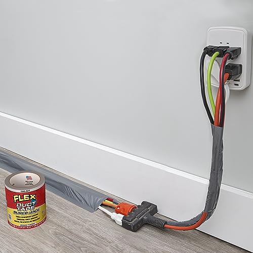 Super Wide Flex Duct Tape, 4.6 Inches x 20 Feet, Gray, Heavy Duty Strong, Multi-Surface, Water, Weather and UV Resistant, Tearable, Perfect for Boxes, No Residue