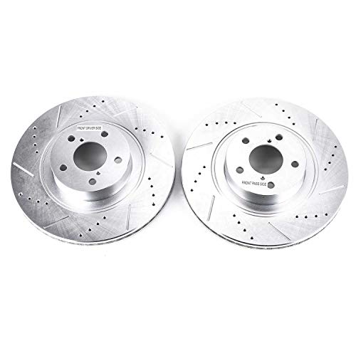 Power Stop JBR1165XPR Drilled & Slotted Front Rotor Pair For Scion FR-S, BRZ, Baja, Crosstrek, Forester, Impreza, Legacy, Outback, Subaru, XV Crosstrek, 86, GR86 [Model Specific]