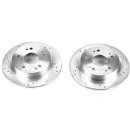 Power Stop Rear JBR798XPR Drilled & Slotted Rotor Pair For Acura CSX 2006-2011, Acura ILX 2013-2015, Honda Civic 2006-2015, Honda Prelude 1997-2001 [Model Specific]