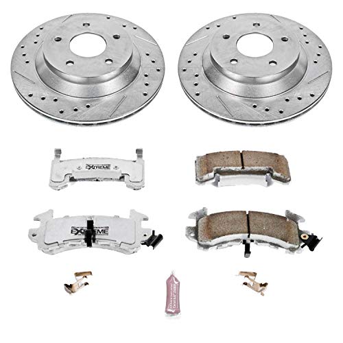 Power Stop K1517-26 Z26 Carbon Fiber Brake Pads Front with Drilled & Slotted Brake Rotors Kit For Chevrolet Corvette 1988-1995 [Model Specific]