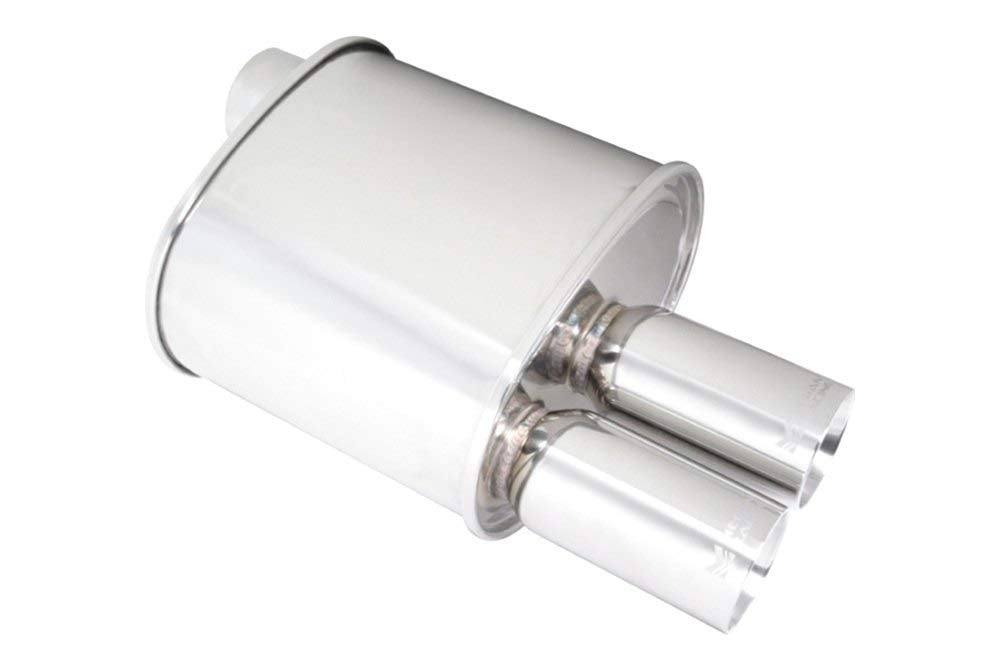 Megan Racing 3" Universal Muffler MR-MU-FRT-2T Pipe/3" Dual Stainless Roll Tip