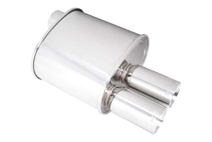 Megan Racing 3" Universal Muffler MR-MU-FRT-2T Pipe/3" Dual Stainless Roll Tip