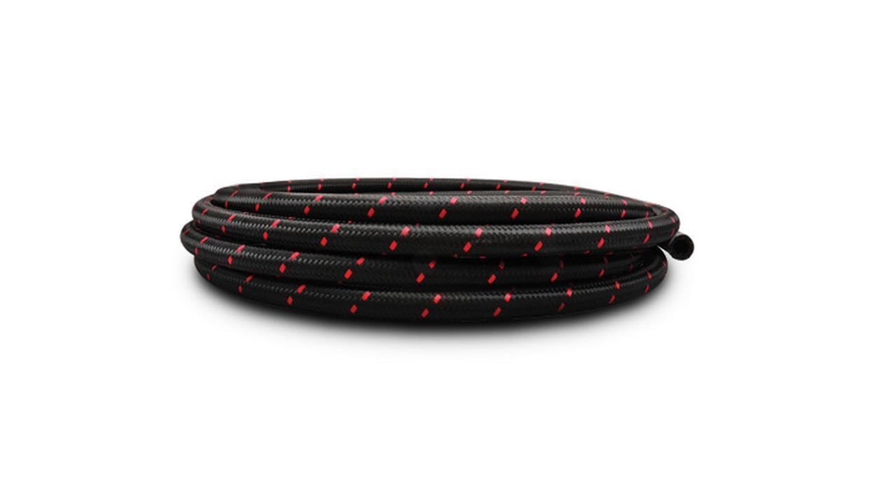 Vibrant 11978R Performance Nylon Braided Flex Hose (20ft Roll of Black Red ; AN Size: -8; Hose ID: 0.44";)