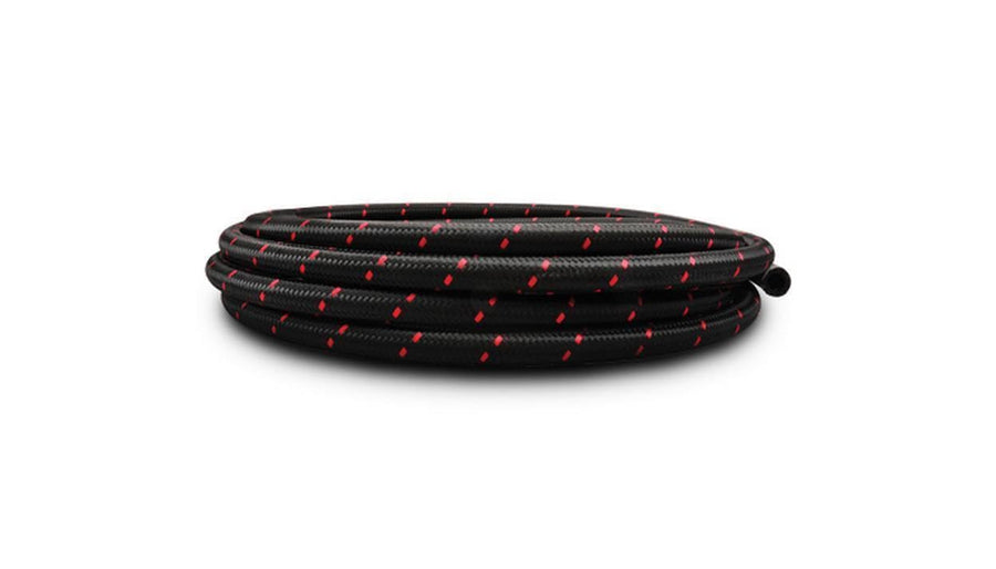 Vibrant 11978R Performance Nylon Braided Flex Hose (20ft Roll of Black Red ; AN Size: -8; Hose ID: 0.44";)