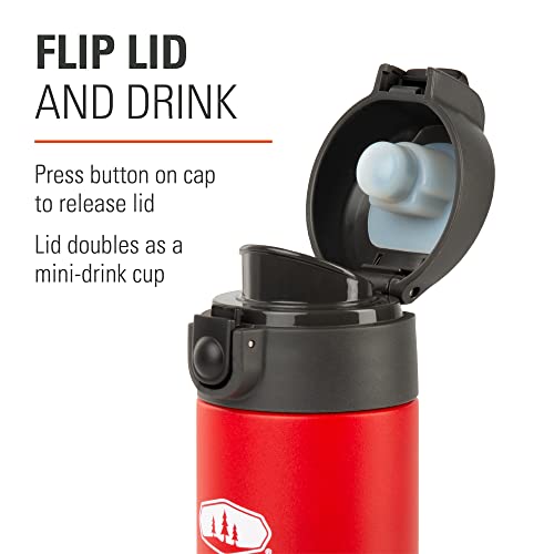 Microlite Water Bottle, GSI Outdoors, Vacuum-Insulated Stainless Steel, Haute RED, for Camping, 17 Fluid Ounces