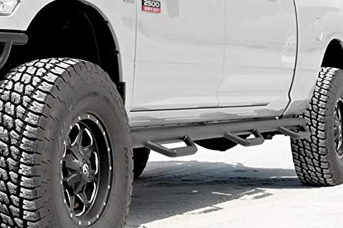 Nerf Steps RealTruck for Ford F-250/F-350 | Wheel-to-Wheel w/ Bed Access, Heavy Duty Steel, Gloss Back | F11114CC-6 | Fits 2011-2016 Ford F-250/F-350/F-450 Crew Cab 8' Long Bed, DRW Gas/Diesel.