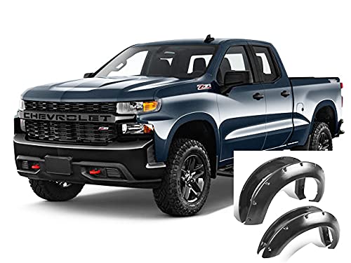 FENDER FLARES Black RIVETED Style Compatible with 2019-2023 Chevrolet Silverado 1500 FF-CHSIL19-SM