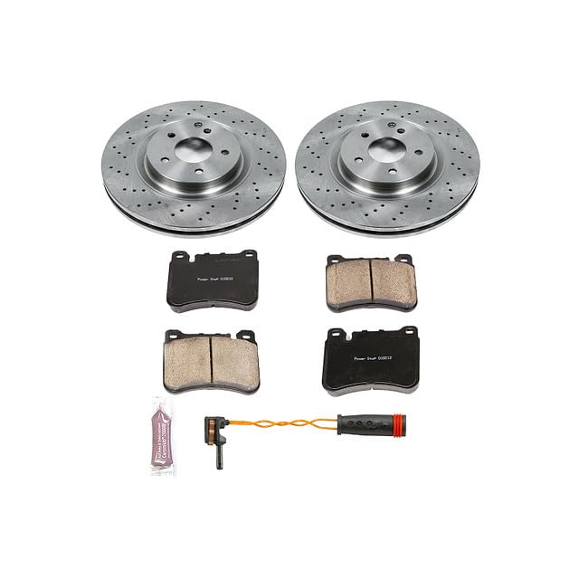 POWERSTOP Autospecialty KOE6713 Front Replacement Brake Kit-OE Brake Rotors & Ceramic Brake Pads For C230, C, CLK350, SLK280, SLK300, SLK350 [Model Specific]