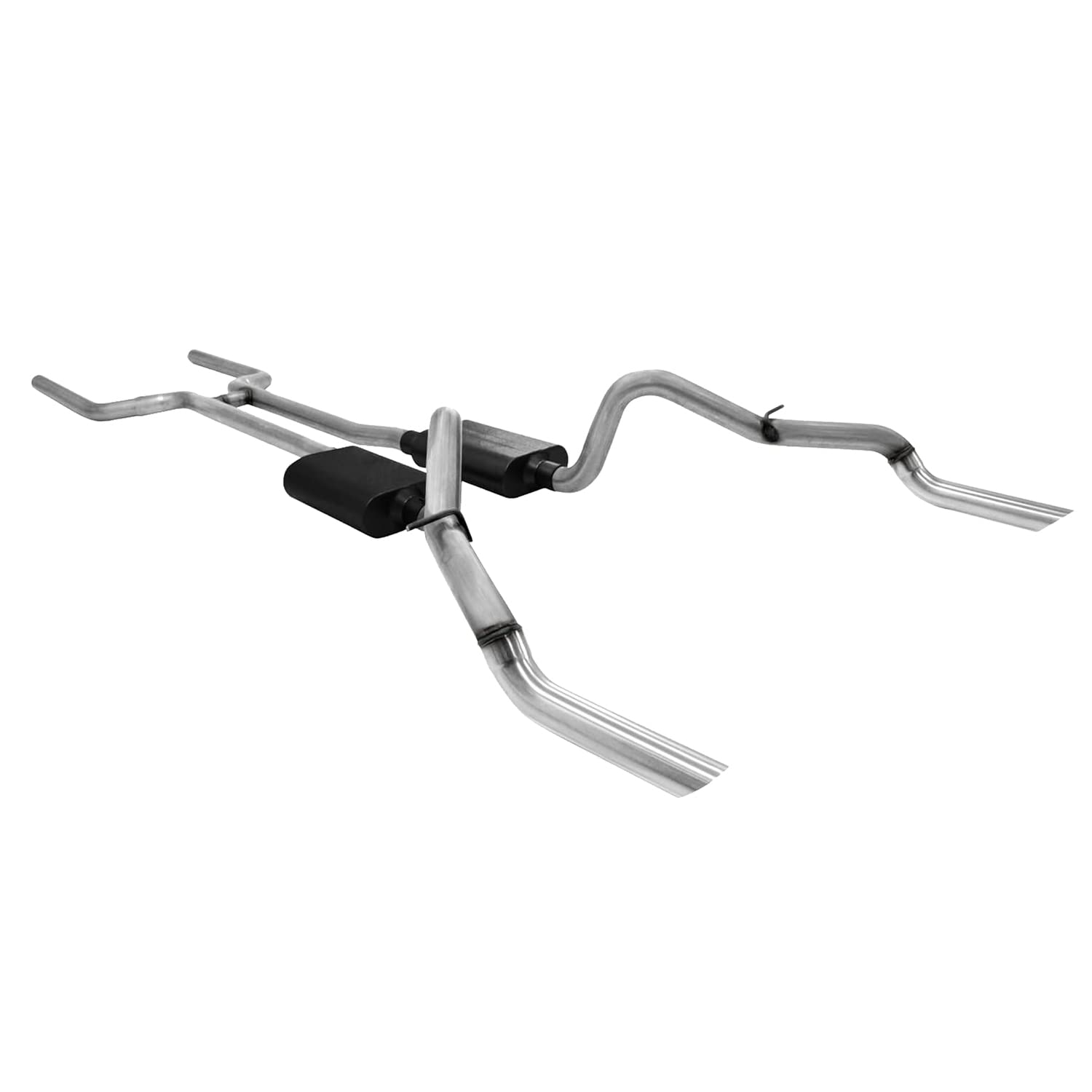 Flowmaster American Thunder 17139 Crossmember-Back Exhaust Kit 2.5 Inch Aluminized Steel 304 Stainless Angle Cut Tips Compatible with 1969 Chevy Camaro and Pontiac Firebird with V8 engine