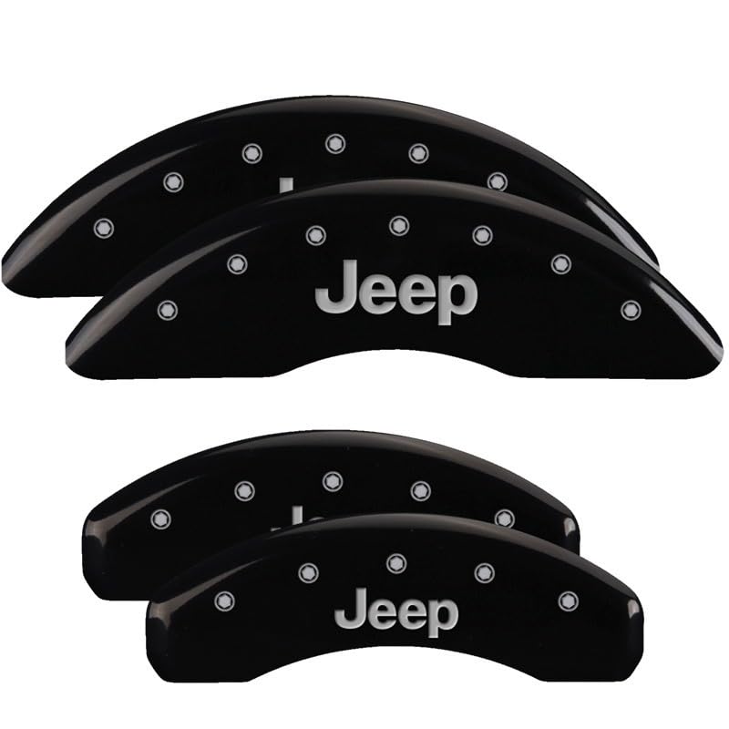 Brake Caliper Covers MGP for Jeep Grand Cherokee L (2021-24’) Requires 18”+ Wheels and Rear Vented Rotors - Powder Coated Black, Engraved JEEP logo, Aluminum Front and Rear Caliper Covers (Set of 4)