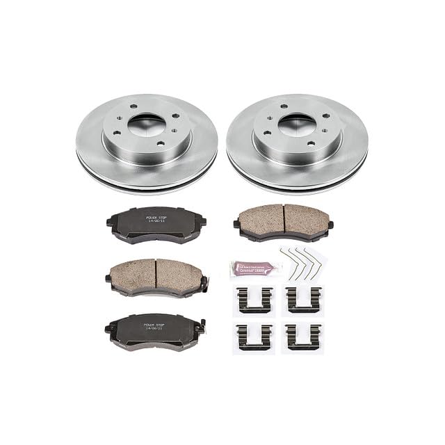 POWERSTOP Autospecialty KOE656 Front Replacement Brake Kit-OE Brake Rotors & Ceramic Brake Pads For Nissan 240SX 1996-1998, Nissan Sentra 2000-2006 [Model Specific]