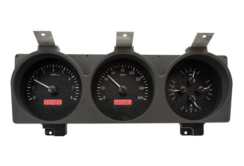 Dakota Digital VHX-81D-PU-K-R Gauge System Analog Dash Compatible with 1981-93 Dodge Full-Size Truck and Ramchargers, Black Alloy Style, Red Backlighting