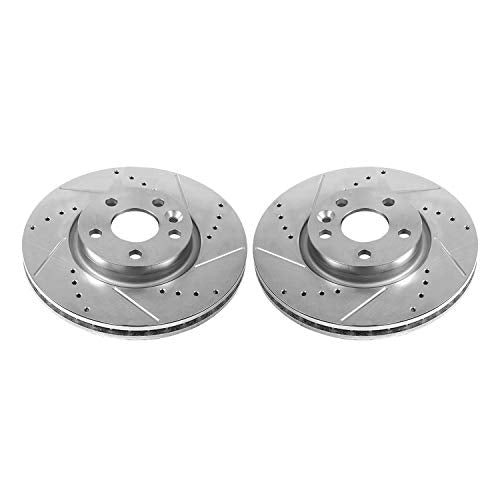 Power Stop EBR1000XPR Evolution Front Drilled & Slotted Rotor Pair For Land Rover Range Rover Evoque, Volvo S60, Volvo S80, Volvo V60, Volvo V70, Volvo XC70 [Model Specific]