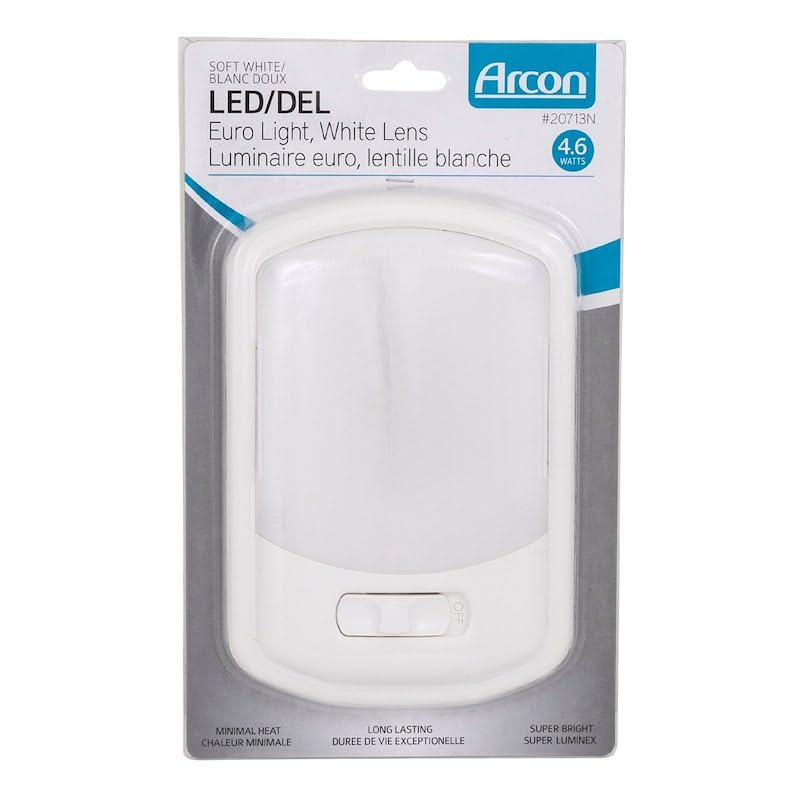 LED Ceiling Arcon Single Light 12V Euro-Style Soft White Dome Fixture with White Lens Easy On/Off Switch Compact Interior Lighting for RV Camper Trailer Arcon 20713N