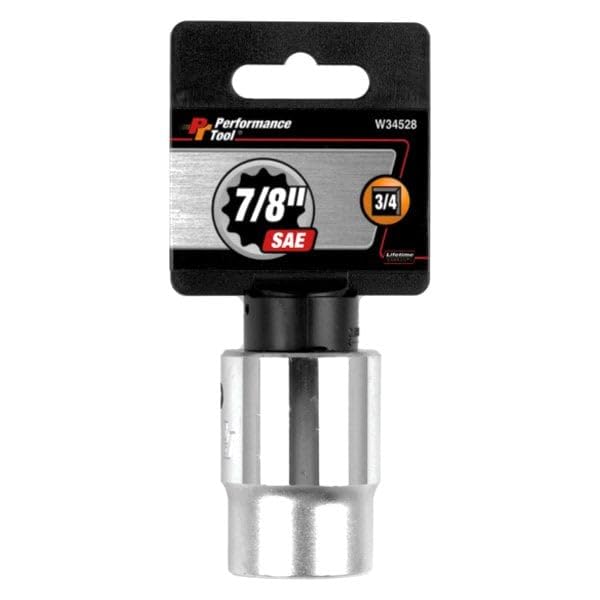 W34528 Performance Tool 3/4-Inch Drive 12-Point SAE Standard Socket, 7/8-Inch