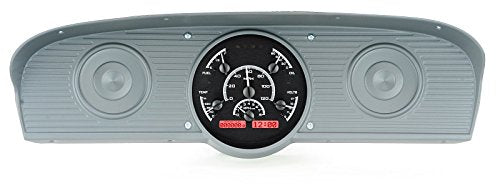 Dakota Digital VHX-61F-PU-K-R Analog Dash Gauge System Compatible with 1961-66 Ford Pickup Truck Black Alloy Red Backlighting
