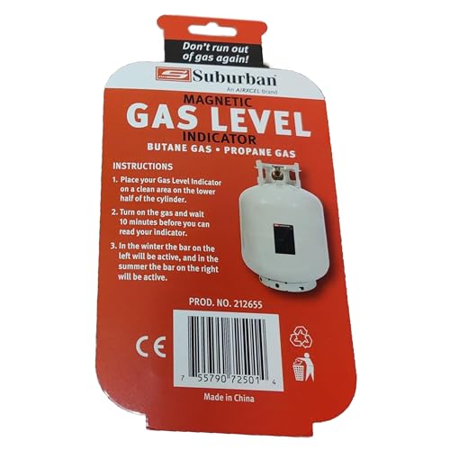 Magnetic Gas Level Indicator for Butane and Propane Tanks, Suburban, Reusable, 2 Pack
