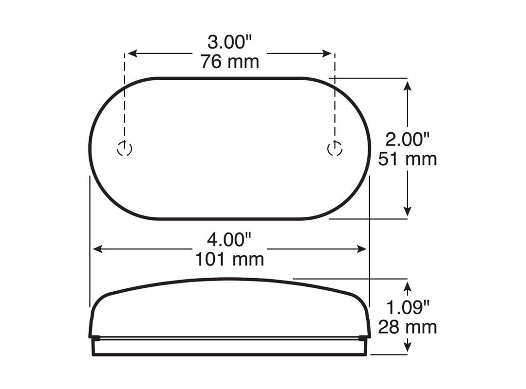 35A-MV-BT2 Peterson Led Marker/Clearance, Pc Mv Oblong, 4.125"X2" Bt2