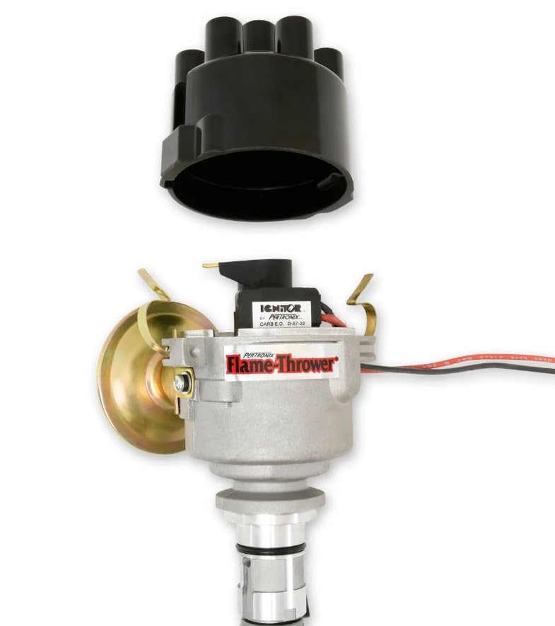 PerTronix D177600 Plug and Play Flame-Thrower Electronic Ignition Distributor with Ignitor Technology, Compatible with British Engines 6 Cylinder, Vacuum Advance Cast