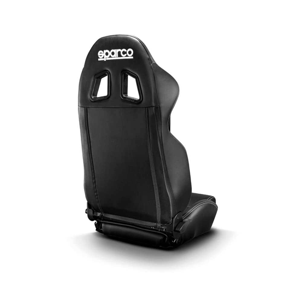 Sparco R100 Sport Seat MY22 - Black Skai + White Stitching - Reclinable