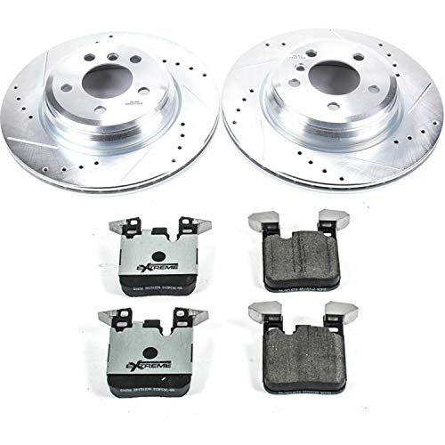 Rear Power Stop K7714-26 Z26 Carbon Fiber Brake Pads with Drilled & Slotted Brake Rotors Kit