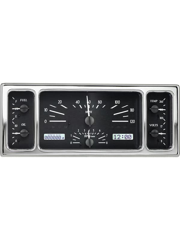 Dakota Digital VHX-35F-K-W Gauge System Analog Dash Compatible with Ford 1935, 1936 and 1939 Car Black Alloy White Backlighting
