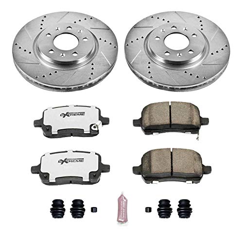 Power Stop K1433-26 Z26 Carbon Fiber Brake Pads Front with Drilled & Slotted Brake Rotors Kit For Pontiac Solstice 2006-2009, Saturn Sky 2007-2010 [Model Specific]