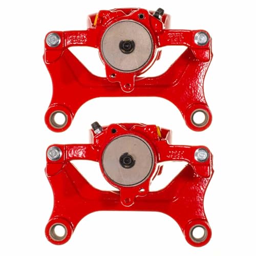 Rear Power Stop S15018 Pair of High-Temp Red Powder Coated Calipers