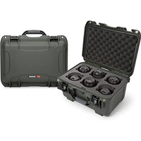 Waterproof Nanuk 918 Hard Case with Custom Foam Insert for 6 Lenses - Olive