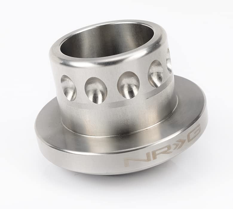 NRG Innovations Short Hub Spline Adapter Racing Style Steering Wheel, Stainless Steel 3/4" Keyway Tappered Shaft Fit Marine, Silver, NRG-SRK-RLMH