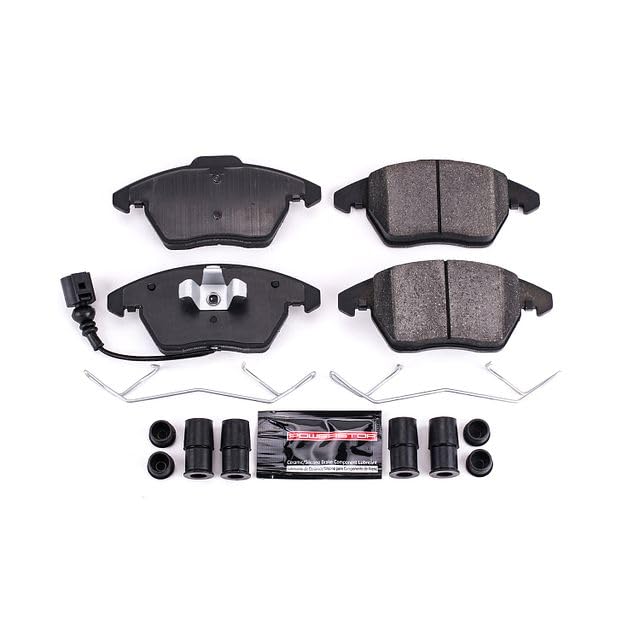 Power Stop Z23-1107 Ceramic Brake Pads Front with Hardware For A3, A3 Quattro, TT, TT Quattro, VW Beetle, VW CC, VW Eos, VW GTI, VW Golf, VW Jetta, VW Passat, VW Passat CC, VW Rabbit [Model Specific]