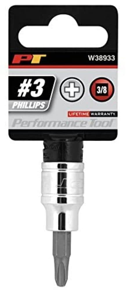 3 Phillips Bit Socket Performance Tool W38933, 3/8
