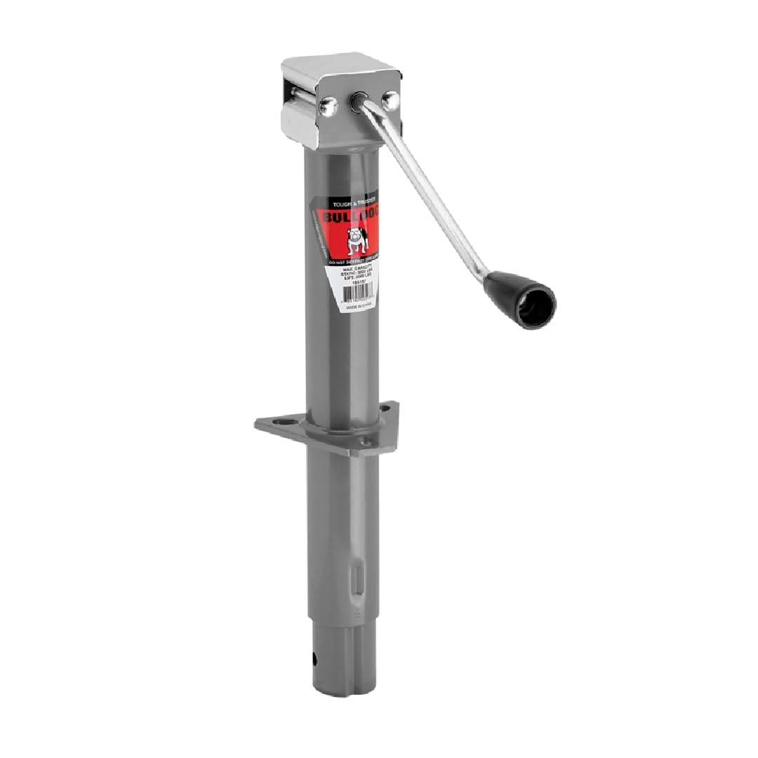 Bulldog Fulton 155157 Round Trailer Jack, A-Frame, 2,000 lbs. Lift Capacity, Sidewind, Bolt-On, 13 Inch Travel