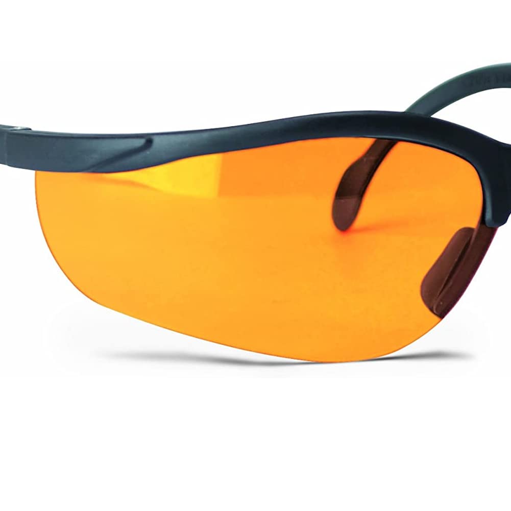 Walker's High-Grade Polycarbonate Lenses Sport Half Frame Soft Rubber Nose Piece Adjustable Safety Shooting Glasses, Amber