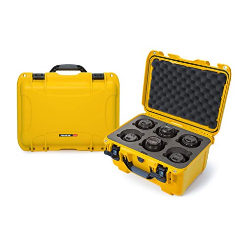 Nanuk Waterproof 918 Hard Case with Custom Foam Insert for 6 Lenses - Yellow,918-LENS4