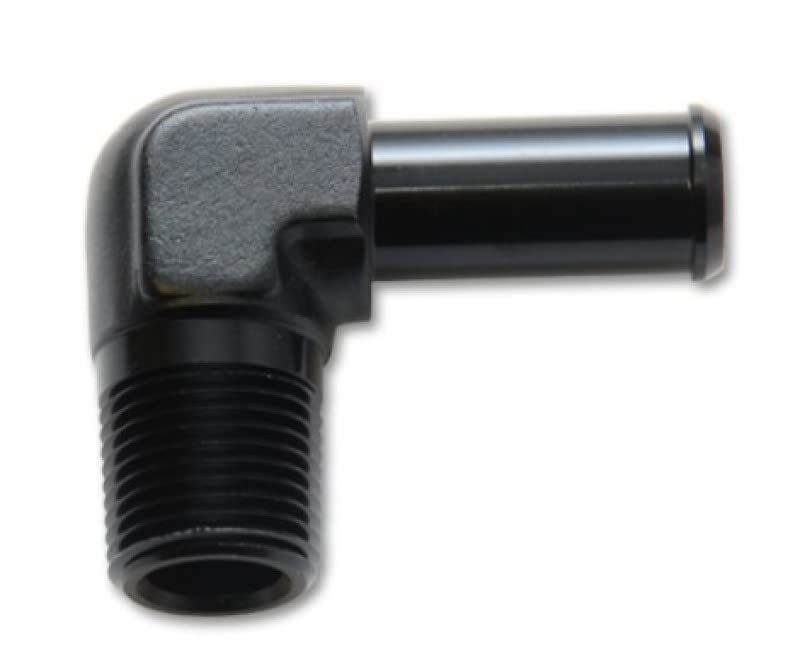 Fitting, Vibrant Power 11237, 90 degree, Male 3/8 in. NPT to 5/16 in. Hose Barb, Aluminum, Black Anodized, each