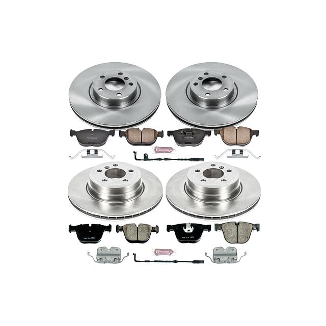 Power Stop Autospecialty KOE6060 Front and Rear Replacement Brake Kit-OE Brake Rotors & Ceramic Brake Pads and 1 Front & 1 Rear Sensor Wires