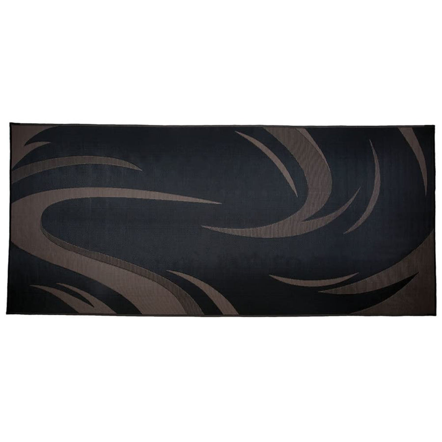 Camping Stylish SD8181 8-Feet x 18-Feet Graphic Swish Outdoor RV Reversible Patio Mat, Black/Brown