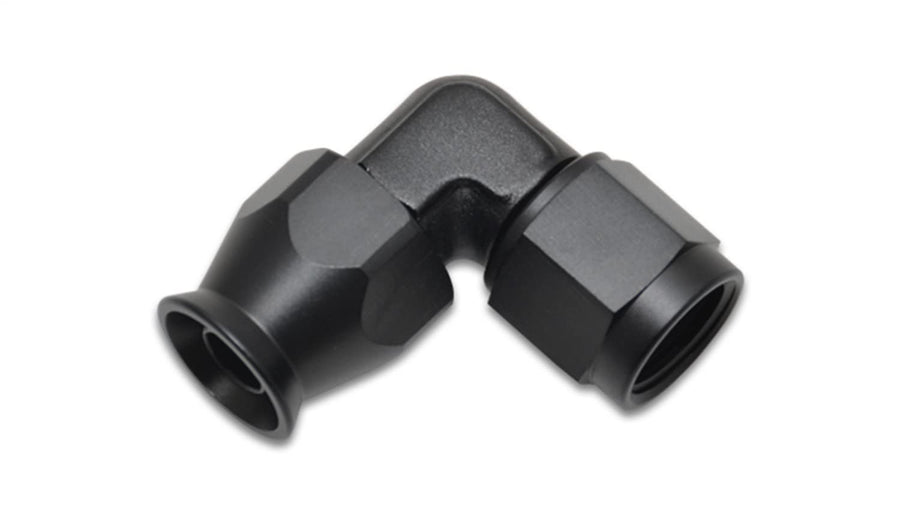 Power Vibrant 29986 Fitting, Hose End, PTFE, 90 Degree, Reusable, Forged, Tight Radius, 6AN Hose, 6AN Female Thread, Aluminum, Black Anodized, use with Vibrant 18000 series Flex Hose, each