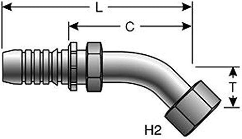 GlobalSpiral Series Gates 12GS-12FMX45-032XBULK Couplings, Female MegaSeal Swivel, 45 Degree Bent Tube, 3/4" ID (Pack of 75)