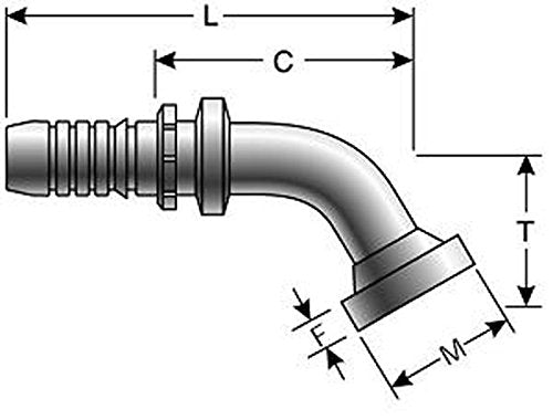 GlobalSpiral Couplings Gates 12GS-12FL67M, Code 61 O-Ring Flange, Zinc Plated Carbon Steel, 5.20", 67 1/2° Bent Tube, 3/4" ID