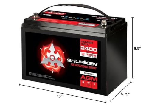 12-Volt Shuriken SK-BT120 High Performance AGM Power Cell Battery for Systems Up To 2400-Watts